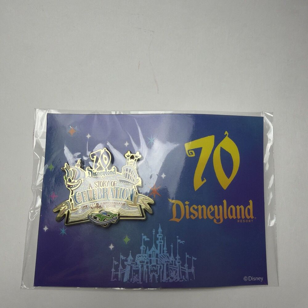 New Disney Parks 70th Anniversary Button Guided Tour Pin Disneyland